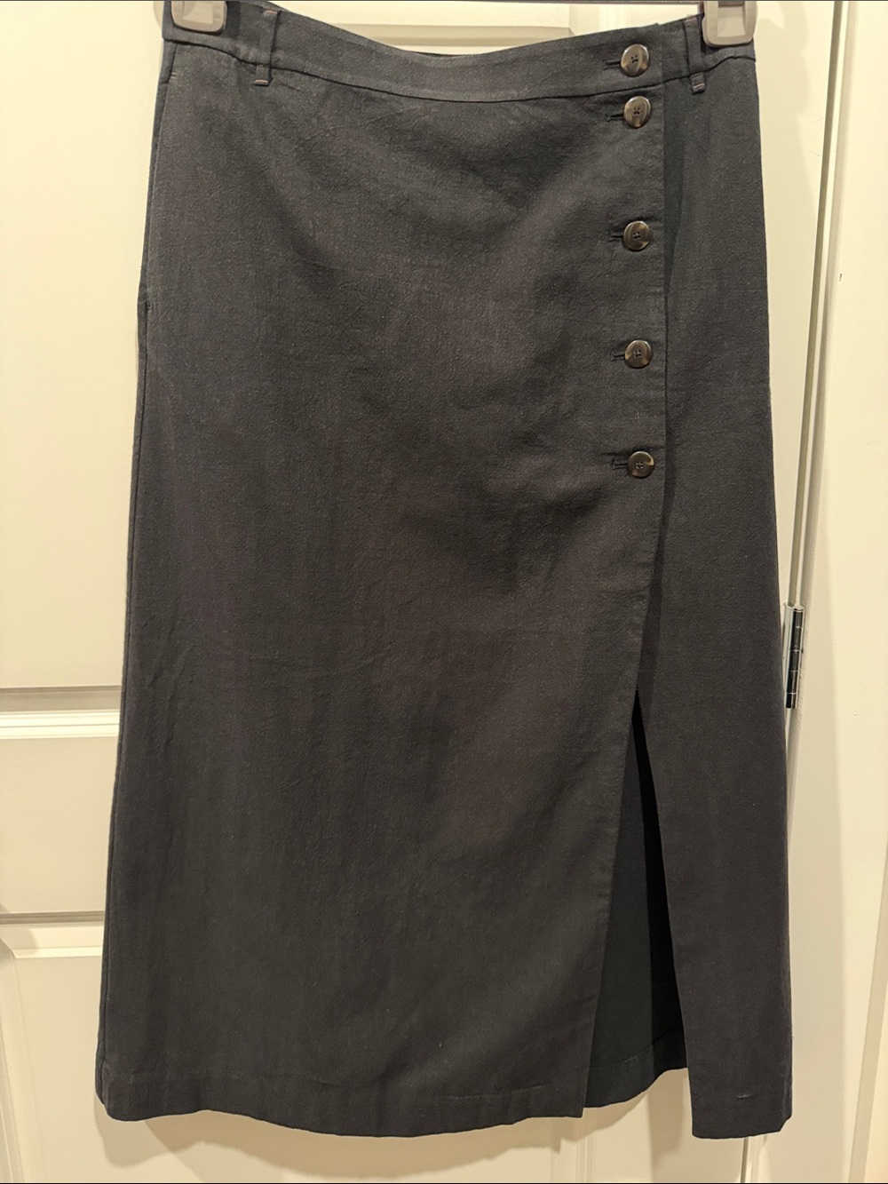 & Other Stories Black Button-Front Midi Skirt